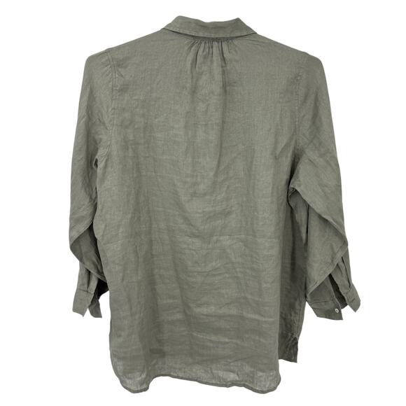 JNY Jones New York 100% Linen Tunic Popover Blouse Top Moss Green Size 2X - Picture 4 of 5